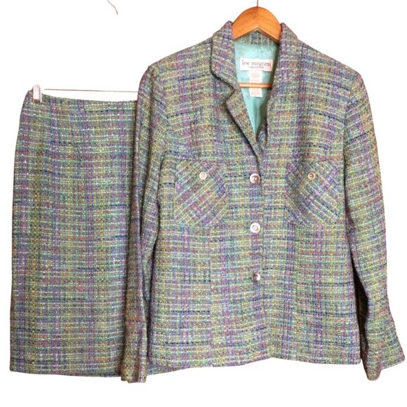 Lew Magram Collection Womens Vintage  2-Piece Blazer & Skirt Set Size 8 Multicol - Picture 1 of 11